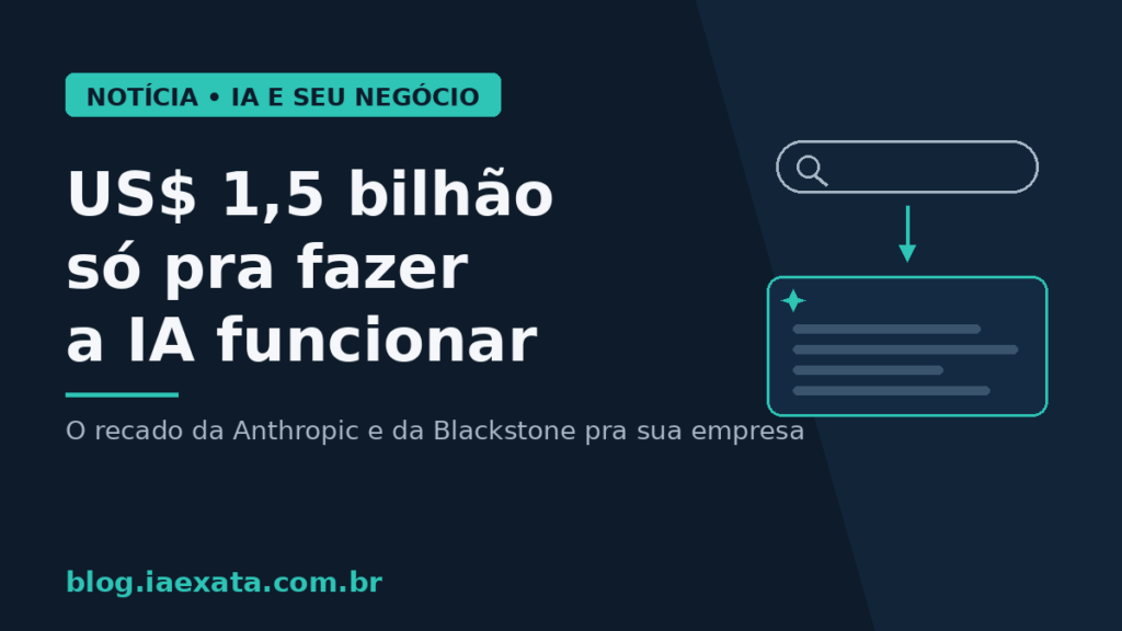 Capa: US$ 1,5 bilhão só pra fazer a IA funcionar — o recado da Anthropic e da Blackstone pra sua empresa