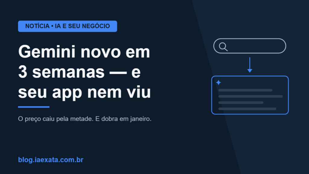 Capa do post: Gemini novo em 3 semanas e o app que sua empresa usa nao mudou, com barra de busca e cartao de resposta de IA